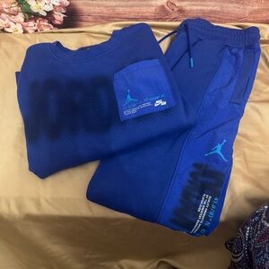 Nike Air Jordan Boys Sweatsuit Set Blue Youth L 12–13 Jogger Tracksuit